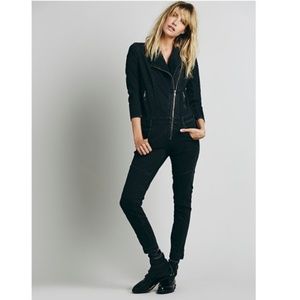 Free People Black Moto Mechanic Jumpsuit